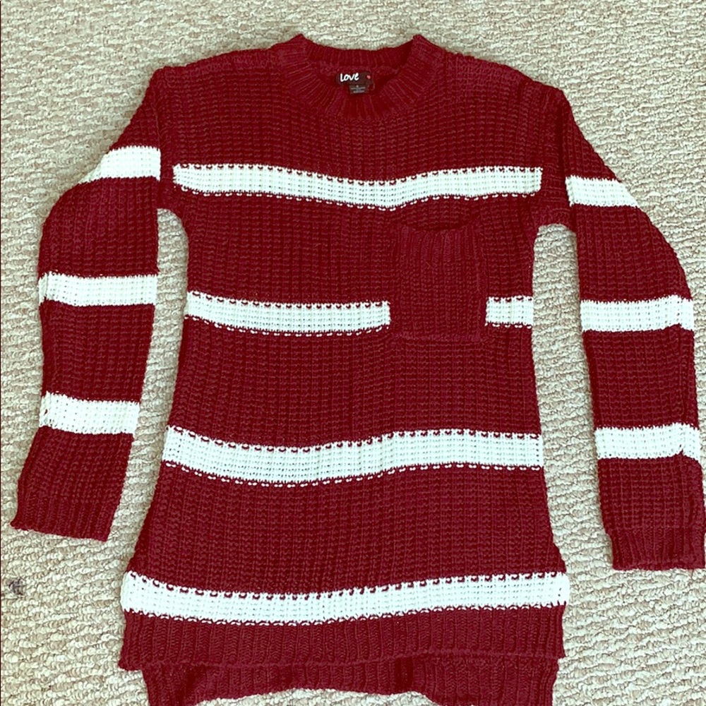 Long Maroon Knitted Sweater